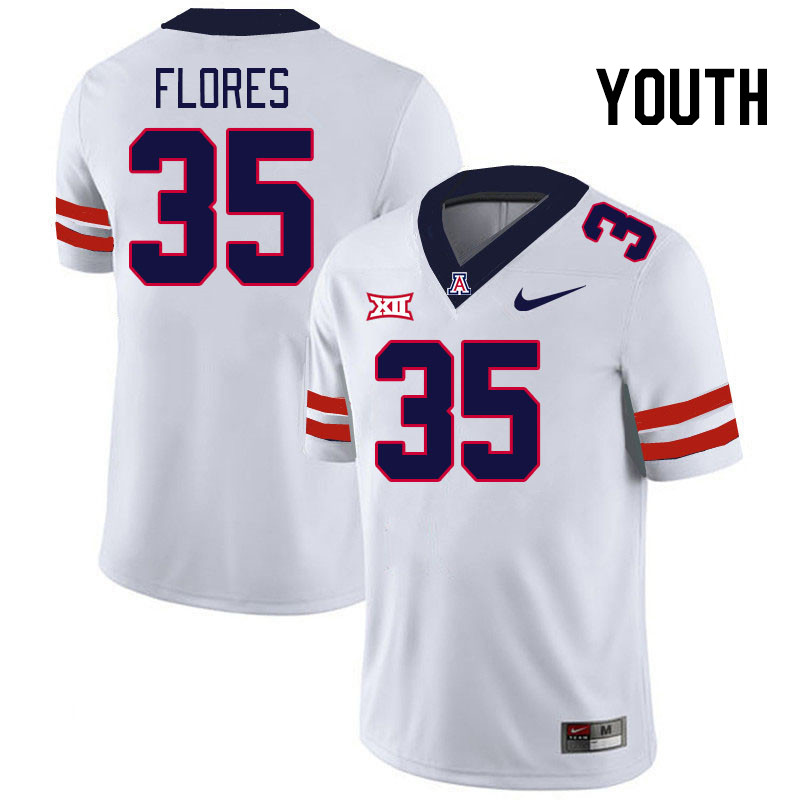 Youth #35 CJ Flores Arizona Wildcats Big 12 Conference College Football Jerseys Stitched-White